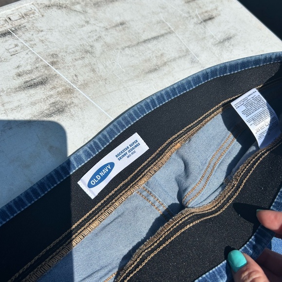 Old Navy Women's Distressed Boyfriend Jeans - Blue - Picture 3 of 4